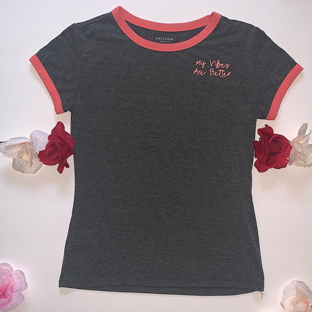 Arizona Jean Co. - Tee - Girls’ Small - Gray + Pink